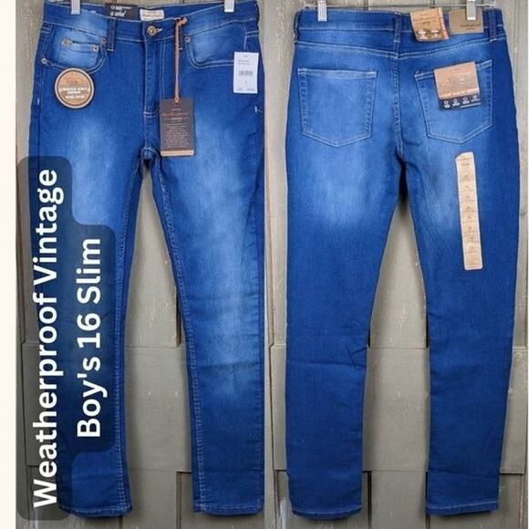 NEW Boys Weatherproof 16 Slim Straight Comfort Stretch Jeans 30 x 29 Indigo - Picture 1 of 7